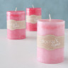 2002190 Pillar  Vela, 3 ass, H 10 cm, d 7 cm, Wax dark rose
