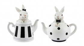 Figurine Duncan teapot 2ass, 14h black/white