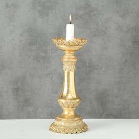 1019220 Candleholder Menthe, Polyresin, Gold