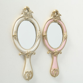 Mirror Almas, 2 ass, H 25 cm, W 2 cm, Polyresin, Pink