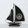 1021685 Table clock Segelboot, 2 ass, Analogue, H 40 cm, Iron, grey-blue