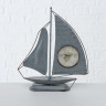 1021685 Table clock Segelboot, 2 ass, Analogue, H 40 cm, Iron, grey-blue