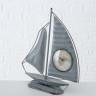 1021685 Table clock Segelboot, 2 ass, Analogue, H 40 cm, Iron, grey-blue