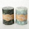 2001086 Pillar candle Stein, 2 ass, H 9 cm, d 7 cm, Wax green