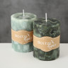 2001086 Pillar candle Stein, 2 ass, H 9 cm, d 7 cm, Wax green