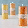 2002170 Pillar candle Vela, 3 ass, H 15 cm, d 7 cm, Dark Orange