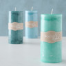 2002186 Pillar candle Vela, 3 ass, H 15 cm, d 7 cm, Wax Turquoise