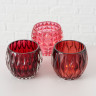 1007346 Windlight Aliza, 3 ass., H 8,5, Red glass