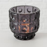 1008739 Windlight Melissa,4 ass, H 9 cm,H 9cm,Glass Grey