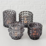 1008739 Windlight Melissa,4 ass, H 9 cm,H 9cm,Glass Grey
